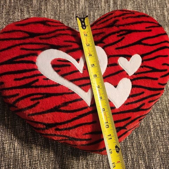 Heart-Shaped Red Throw Accent Pillow with White Hearts and Black Tiger Stripe - Picture 5 of 5
